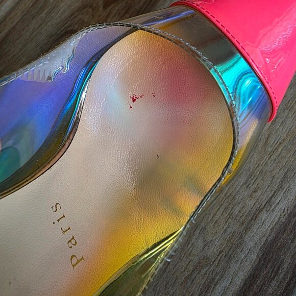 Christian Louboutin Debout 100 Patent Fushia Leather PVC Riviera Pumps. Eur. 37 - Picture 9 of 14